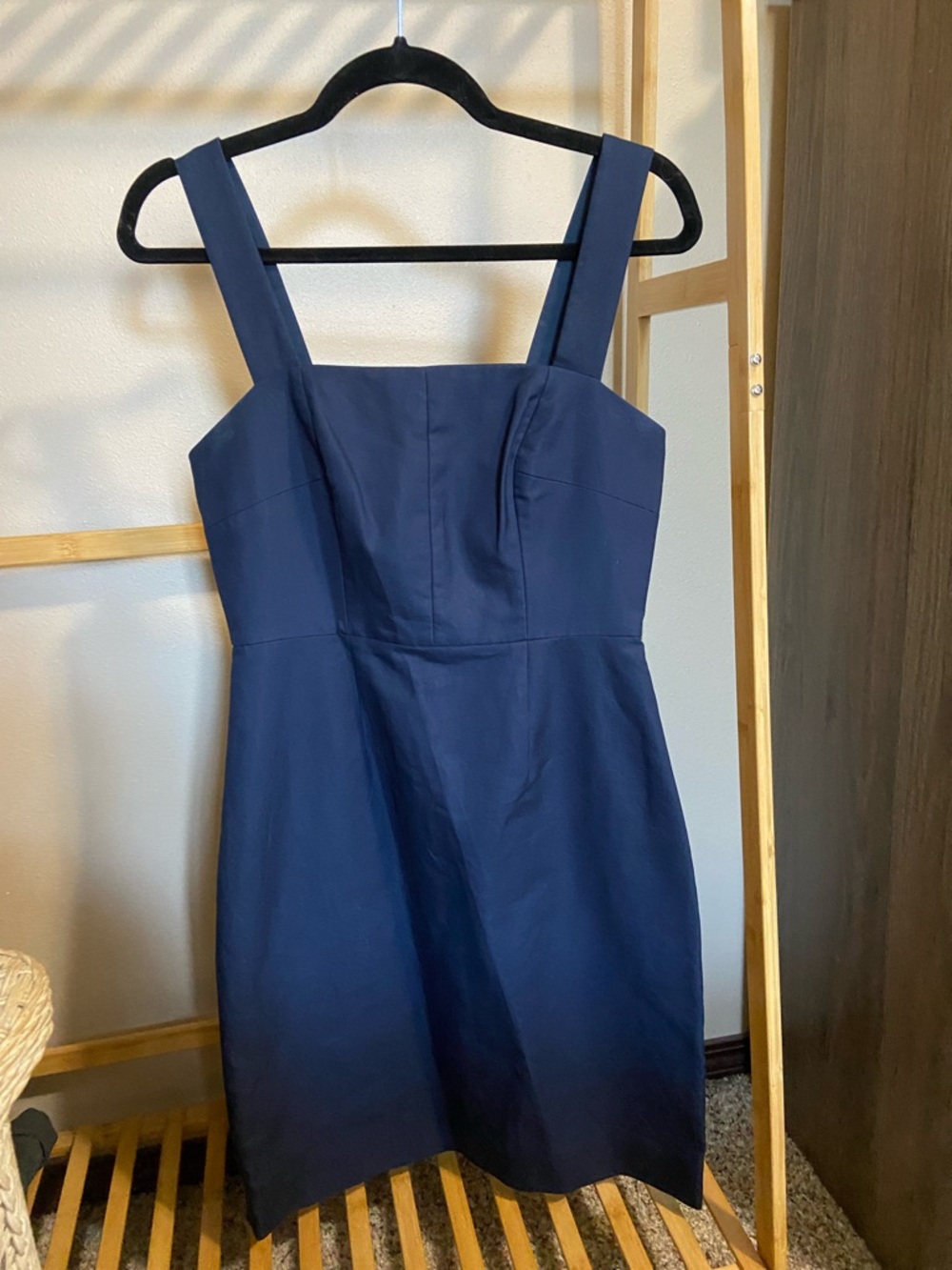 J. Crew Navy Square-Neck Mini Dress with Wide Straps
